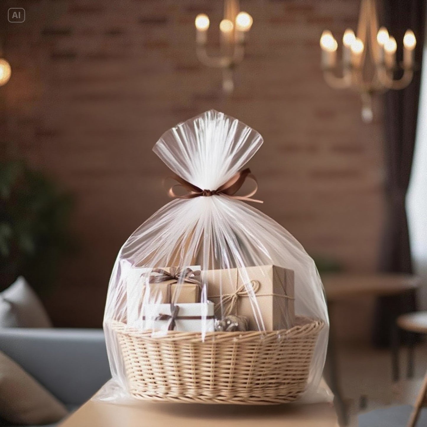 Cellophane Bags,16x24 Inch Cellophane Wrap for Gift Baskets, Clear Basket Bags