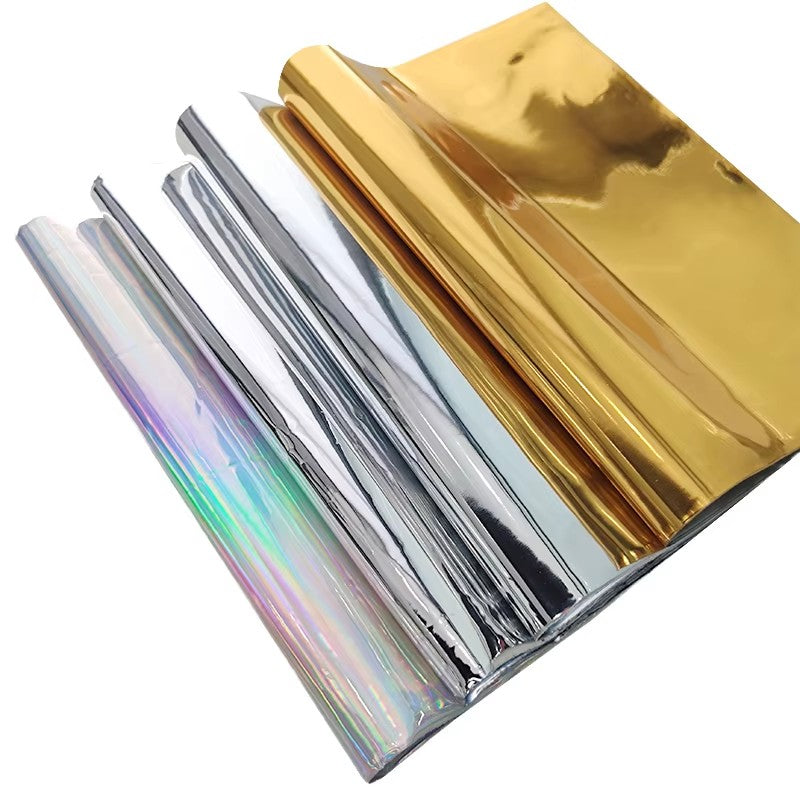 Adhesive Metallic Silver TPU Smooth Soft Opaque Moisture Proof Stretch Film Wallpaper Mirror Stickers for Handbag Shoes Candle