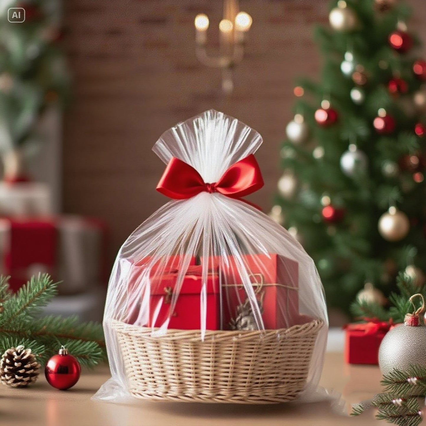 Large Cello/Cellophane Bags,30x 40 Inches Clear Basket Bags OPP Plastic Cellophane Wrap for Gift Baskets Packaging