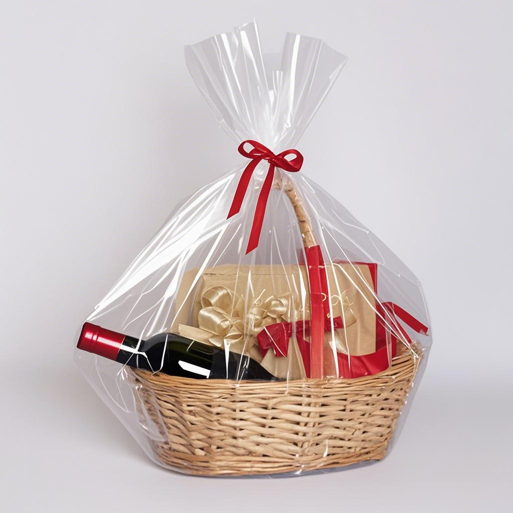 Large Cello/Cellophane Bags,30x 40 Inches Clear Basket Bags OPP Plastic Cellophane Wrap for Gift Baskets Packaging